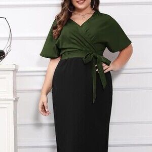 Black And Green Midi Dress 12 A 6